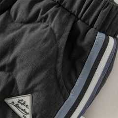 Dave&Bella Toddler Boys Winter Versatile Grey Adjustable-waistband Loose Down Pants