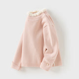 Dave&Bella Kids Girls Elegant Plush Turtle Beige/Grey Pink Pullover Sweaters Tops