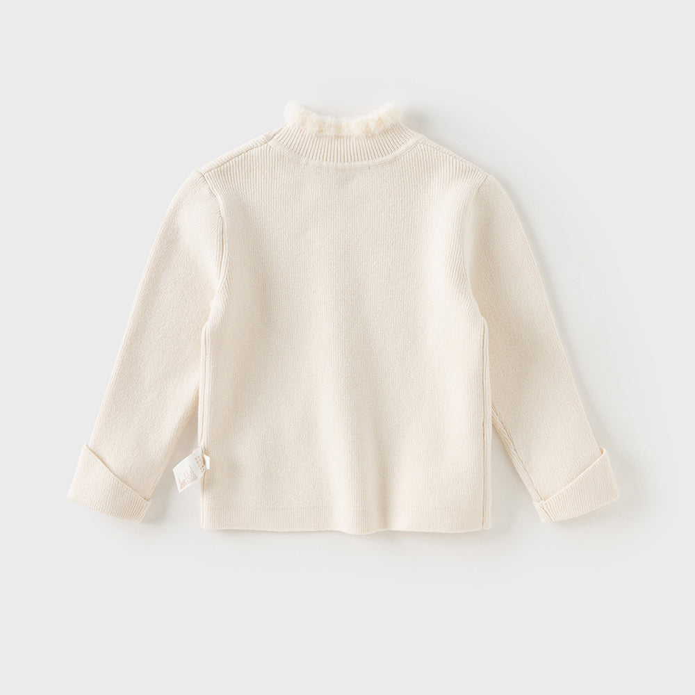 Dave&Bella Kids Girls Elegant Plush Turtle Beige/Grey Pink Pullover Sweaters Tops