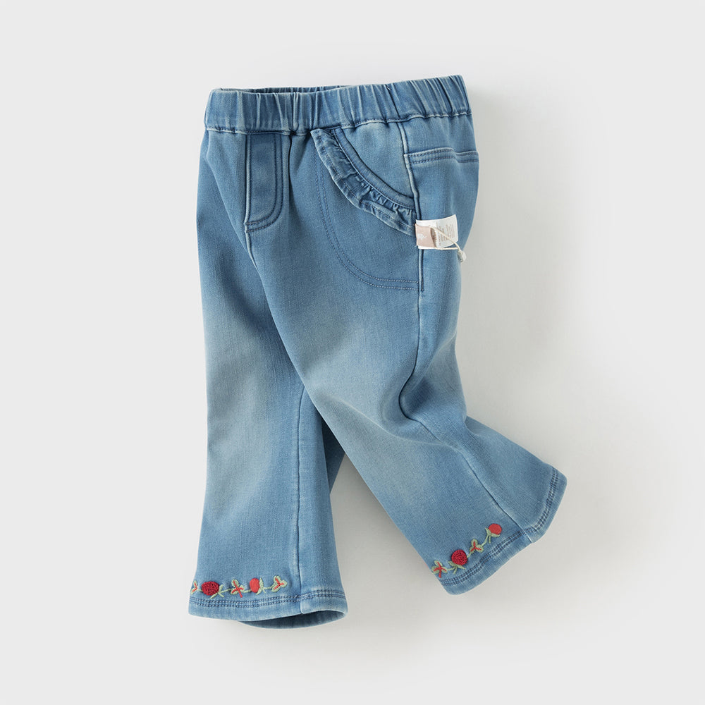 Dave&Bella Toddler Girls Comfortable Denim Blue Loose Jeans Pants