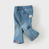 Dave&Bella Toddler Girls Comfortable Denim Blue Loose Jeans Pants