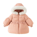 Dave&Bella Toddler Girls Winter Cute Pink Soft Fur-trim Outwear Hooded Down Coats