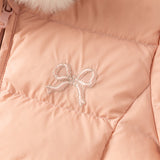 Dave&Bella Toddler Girls Winter Cute Pink Soft Fur-trim Outwear Hooded Down Coats