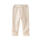Dave&Bella Toddler Girls Cute Apricot/Grey Purple Soft Plush-lined Leggings