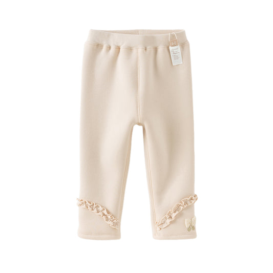 Dave&Bella Toddler Girls Winter Cute Apricot/Grey Purple Soft Plush-lined Leggings Pants