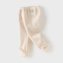 Dave&Bella Toddler Girls Winter Cute Apricot/Grey Purple Soft Plush-lined Leggings Pants