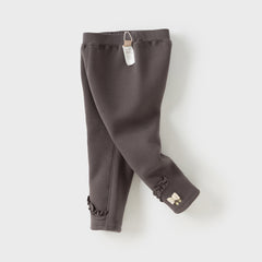 Dave&Bella Toddler Girls Winter Cute Apricot/Grey Purple Soft Plush-lined Leggings Pants
