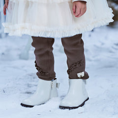 Dave&Bella Toddler Girls Winter Cute Apricot/Grey Purple Soft Plush-lined Leggings Pants