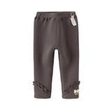 Dave&Bella Toddler Girls Cute Apricot/Grey Purple Soft Plush-lined Leggings