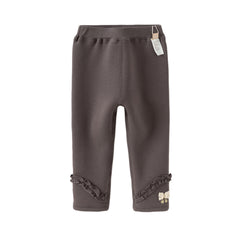 Dave&Bella Toddler Girls Winter Cute Apricot/Grey Purple Soft Plush-lined Leggings Pants