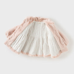 Dave&Bella Toddler Girls Winter Elegant Grey Pink Turtle Outwear Windproof Coats