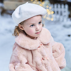 Dave&Bella Toddler Girls Winter Elegant Grey Pink Turtle Outwear Windproof Coats