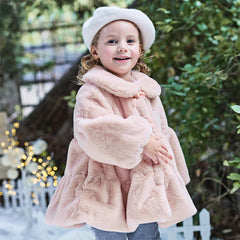 Dave&Bella Toddler Girls Winter Elegant Grey Pink Turtle Outwear Windproof Coats