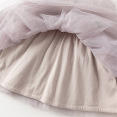 Dave&Bella Toddler Girls Graceful Grey Purple Turtle Plush-lined Mesh Princess Dress