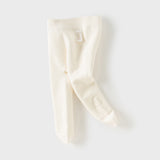 Dave&Bella Toddler Girls Versatile White/Grey Warm Plush-lined Footed Tights Leggings