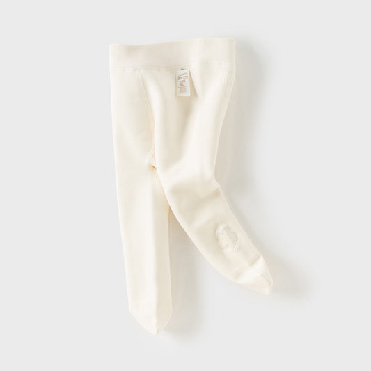 Dave&Bella Toddler Girls Versatile White/Grey Warm Plush-lined Footed Tights Leggings