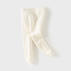 Dave&Bella Toddler Girls Versatile White/Grey Warm Plush-lined Footed Tights Leggings