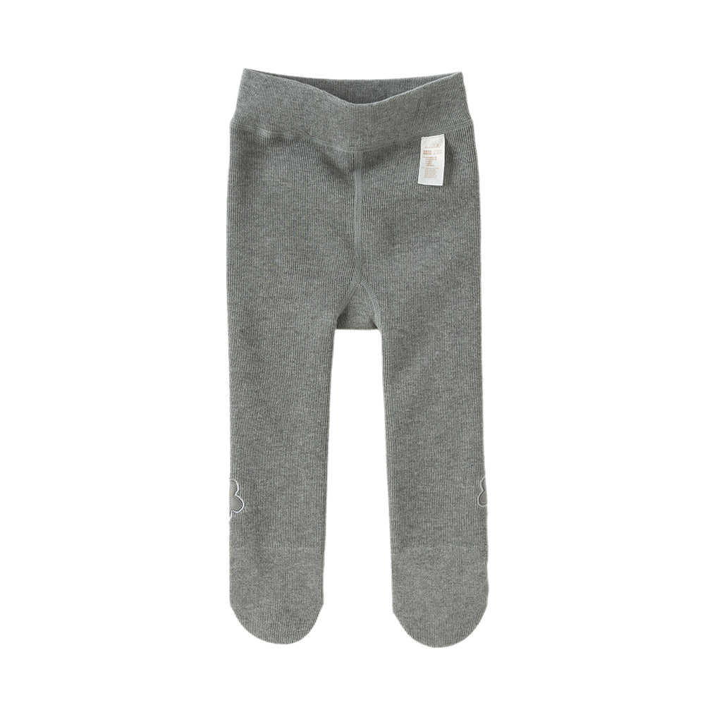 Dave&Bella Toddler Girls Versatile White/Grey Warm Plush-lined Footed Tights Leggings