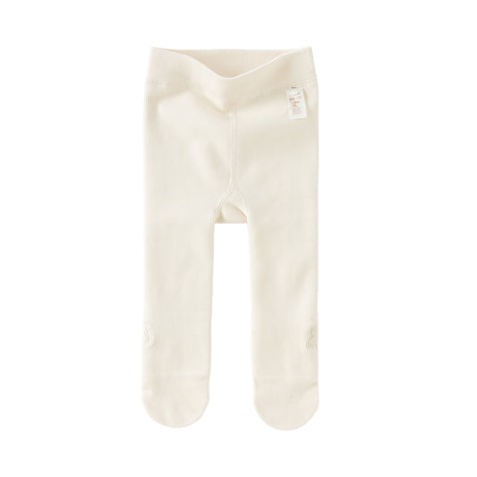 Dave&Bella Toddler Girls Versatile White/Grey Warm Plush-lined Footed Tights Leggings