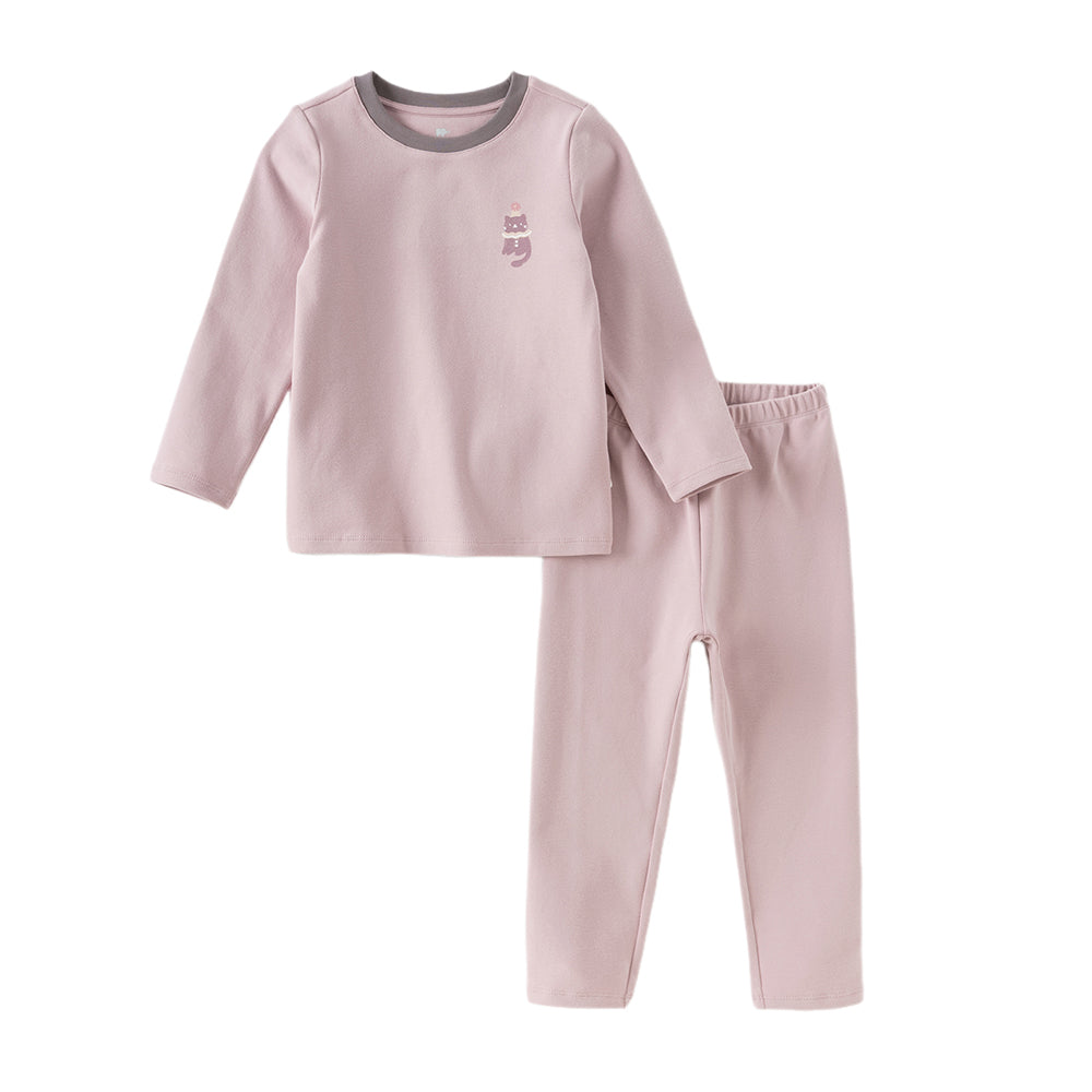 Dave&Bella Kids Girls/Boys Cotton Apricot/Purple Pink Breathable Pajamas