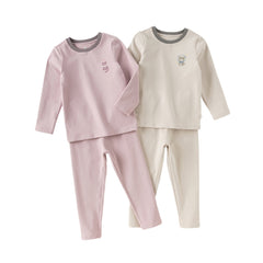 Dave&Bella Kids Girls/Boys Autumn Cotton Apricot/Purple Pink Breathable Pajamas Sets