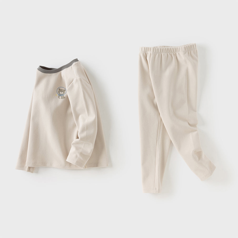 Dave&Bella Kids Girls/Boys Cotton Apricot/Purple Pink Breathable Pajamas