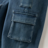 Dave&Bella Toddler Boys Cool Denim Blue Cargo Jeans Pants