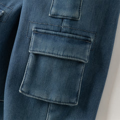 Dave&Bella Toddler Boys Autumn Cool Denim Blue Cargo Jeans Pants