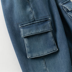 Dave&Bella Toddler Boys Autumn Cool Denim Blue Cargo Jeans Pants