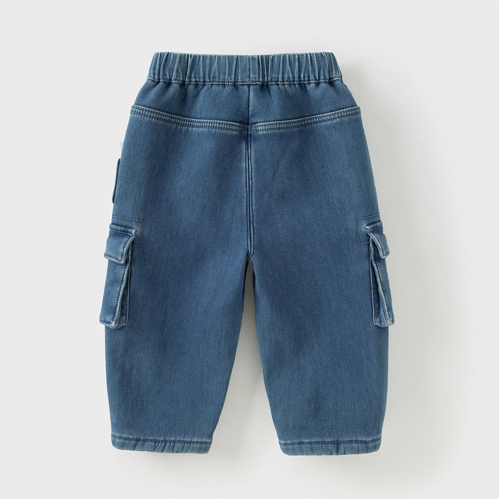 Dave&Bella Toddler Boys Cool Denim Blue Cargo Jeans Pants