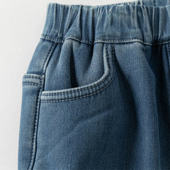 Dave&Bella Toddler Boys Autumn Cool Denim Blue Cargo Jeans Pants