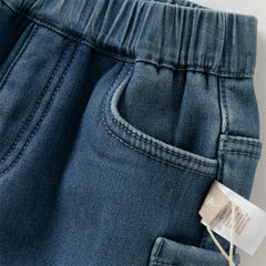 Dave&Bella Toddler Boys Autumn Cool Denim Blue Cargo Jeans Pants