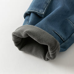 Dave&Bella Toddler Boys Autumn Cool Denim Blue Cargo Jeans Pants