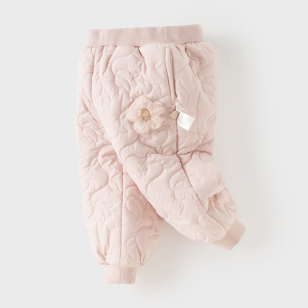 Dave&Bella Toddler Girls Versatile Grey Pink/Navy Blue Cozy Padded Drawstring Pants