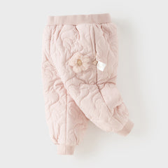 Dave&Bella Toddler Girls Versatile Grey Pink/Navy Blue Cozy Padded Drawstring Pants