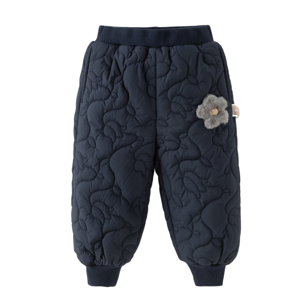 Dave&Bella Toddler Girls Versatile Grey Pink/Navy Blue Cozy Padded Drawstring Pants