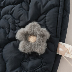 Dave&Bella Toddler Girls Versatile Grey Pink/Navy Blue Cozy Padded Drawstring Pants