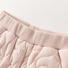 Dave&Bella Toddler Girls Versatile Grey Pink/Navy Blue Cozy Padded Drawstring Pants