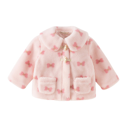Dave&Bella Toddler Girls Sweet Bow Print Long-sleeved Outwear Padded Coats
