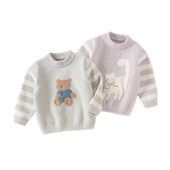 Dave&Bella Toddler Girls/Boys Autumn&Winter Cartoon Print Soft Chenille Sweater Tops