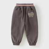 Dave&Bella Toddler Girls Sweet Black/Purple Outdoor Cozy Padded Loose Pants