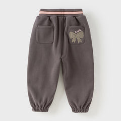 Dave&Bella Toddler Girls Sweet Black/Purple Outdoor Cozy Padded Loose Pants