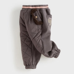 Dave&Bella Toddler Girls Sweet Black/Purple Outdoor Cozy Padded Loose Pants