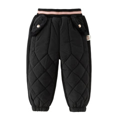 Dave&Bella Toddler Girls Sweet Black/Purple Outdoor Cozy Padded Loose Pants