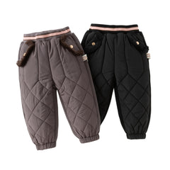 Dave&Bella Toddler Girls Sweet Black/Purple Outdoor Cozy Padded Loose Pants