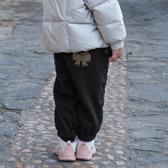 Dave&Bella Toddler Girls Sweet Black/Purple Outdoor Cozy Padded Loose Pants