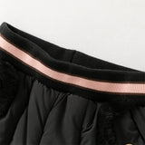 Dave&Bella Toddler Girls Sweet Black/Purple Outdoor Cozy Padded Loose Pants