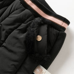 Dave&Bella Toddler Girls Sweet Black/Purple Outdoor Cozy Padded Loose Pants