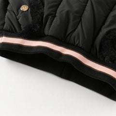 Dave&Bella Toddler Girls Sweet Black/Purple Outdoor Cozy Padded Loose Pants