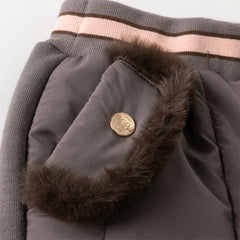 Dave&Bella Toddler Girls Sweet Black/Purple Outdoor Cozy Padded Loose Pants